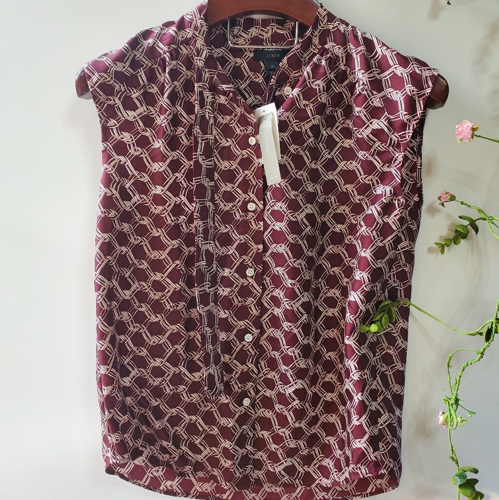 NWT J. Crew Silk Button Down Blouse - Size 00